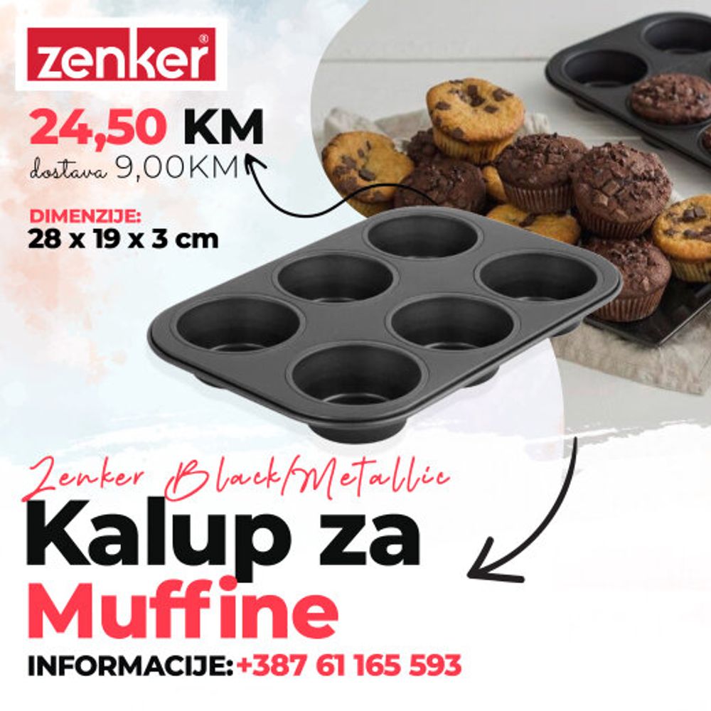 Zenker Kalup za 6 muffina 28x19x3 cm Black slika 1