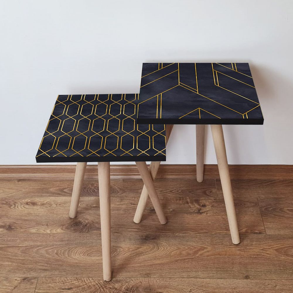 Nesting stolovi 2Shp436 - (2 komada) - boje: crna, zlatna slika 1