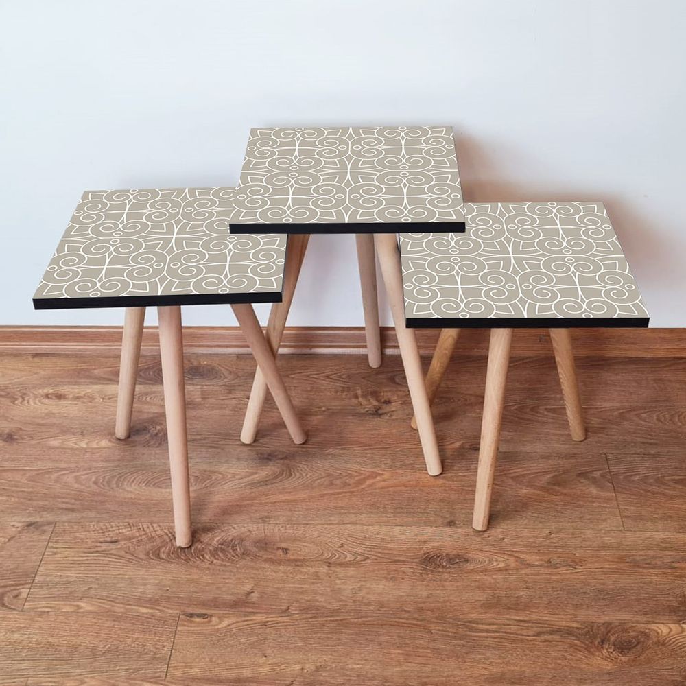 Nesting Table (3 komada) 3Shp388 - boje: Bež, Bež, Bijela slika 1