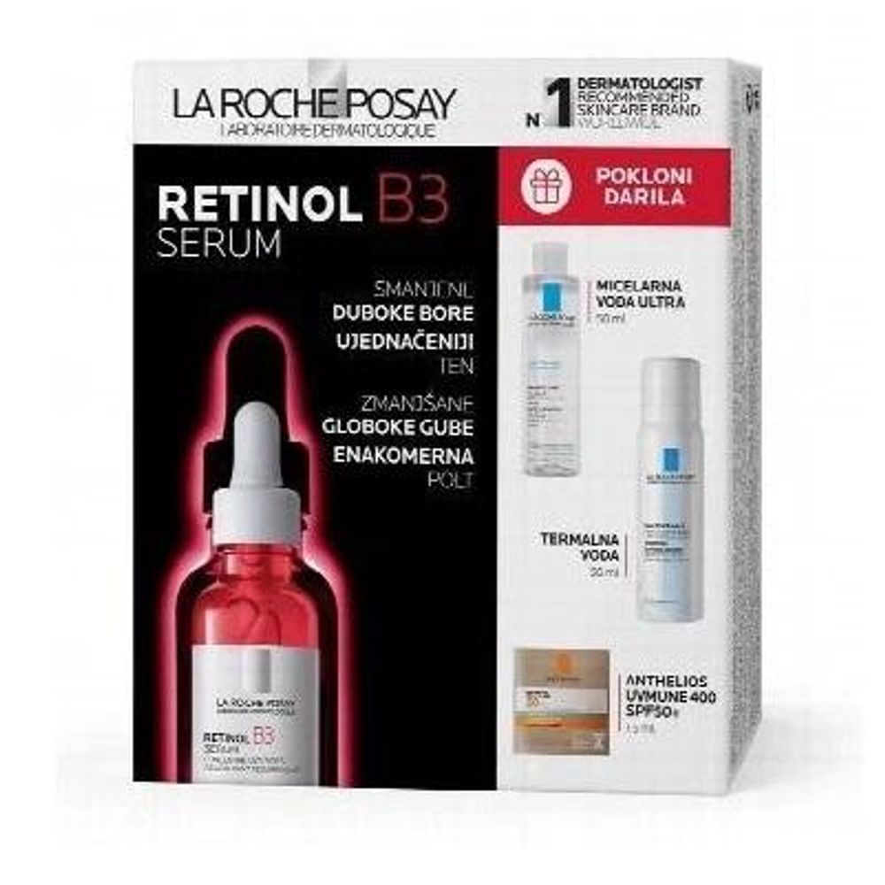 LA ROCHE-POSAY RETINOL B3 SERUM + MICELARNA VODA 50ML + TERMALNA VODA 50ML + ANTHELIOS KREMA TESTER 15ML - PROMO slika 1