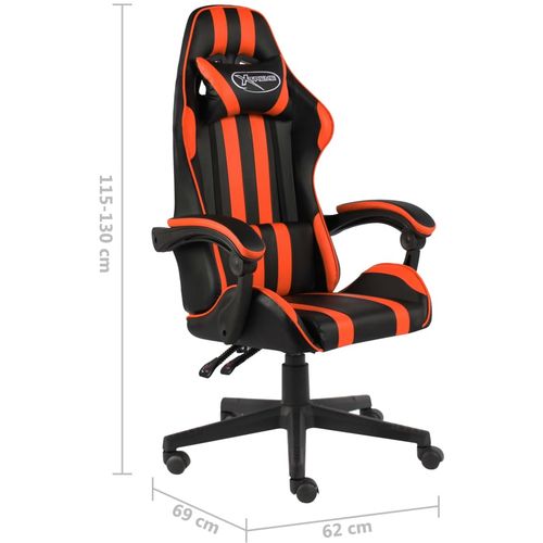 Igraća stolica od umjetne kože crno-narančasta slika 8
