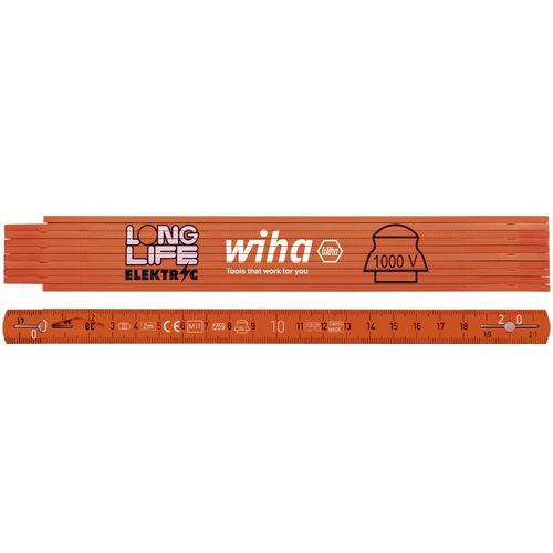 Wiha 42068 VDE izolovani sklopivi metar LongLife®, 2 m metrički, 10 segmenata, narandžasta slika 1