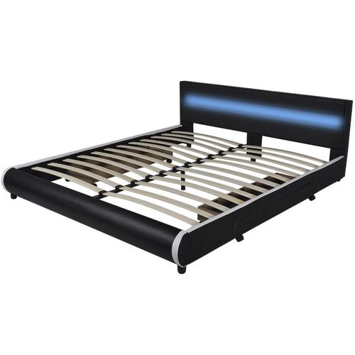 Okvir za krevet od umjetne kože s ladicama i LED svjetlom crni 180 x 200 cm slika 10