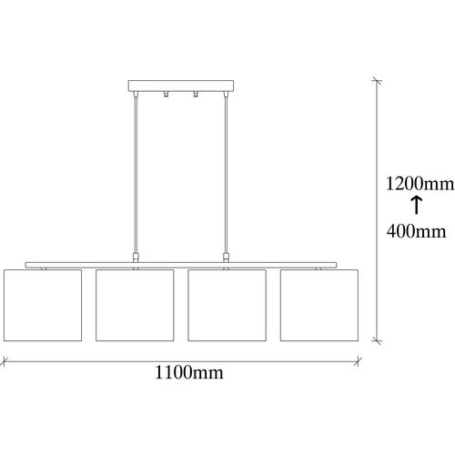 Opviq Visilica VALIZ MULTI, crno- bež, metal- platno, 110 x 25 cm, visina 120 cm, promjer sjenila 20 cm, visina 22 cm, podesiva visina, duljina kabla 90 cm, 4 x E27 40 W, Valiz - 4721 slika 5