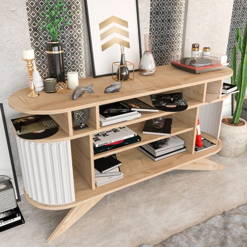 Elegantni Beli Bufet - Hanah Home Stor u Hrastovom Dekoru slika 4