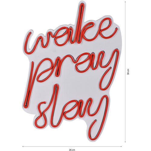 Wallity Ukrasna plastična LED rasvjeta, Wake Pray Slay - Red slika 9