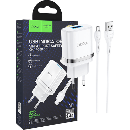 hoco. Punjač kućni sa micro USB kabelom, N1, 2.4A - N1 Ardent microUSB slika 1