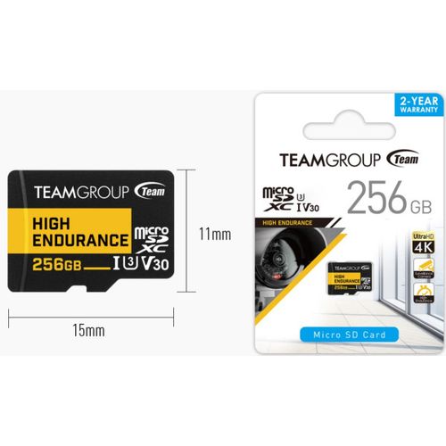 TeamGroup MICRO SDXC 256GB High Endurance UHS-I U3 V30,100/50MB/s, THUSDX256GIV3002 ZA VIDEO NADZOR! slika 4