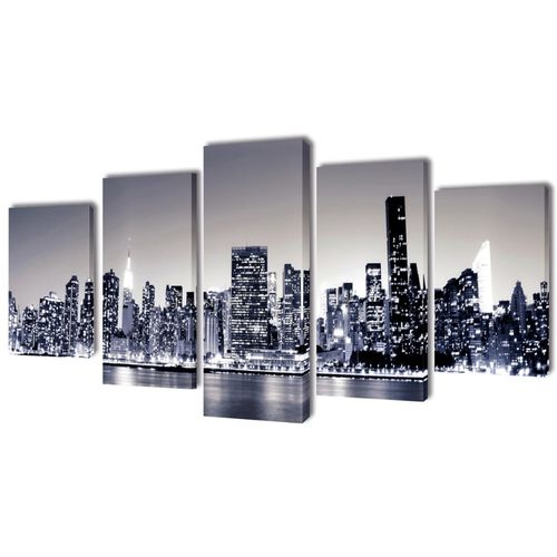Monokromatski set slika na platnu panorama New Yorka 100 x 50 cm slika 16