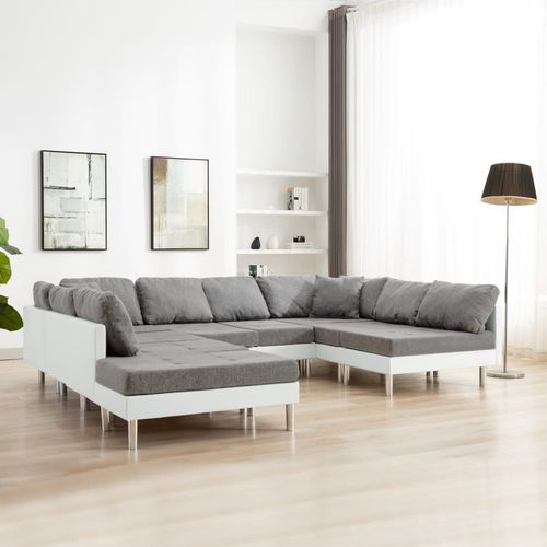 Modularna sofa od umjetne kože bijela slika 1