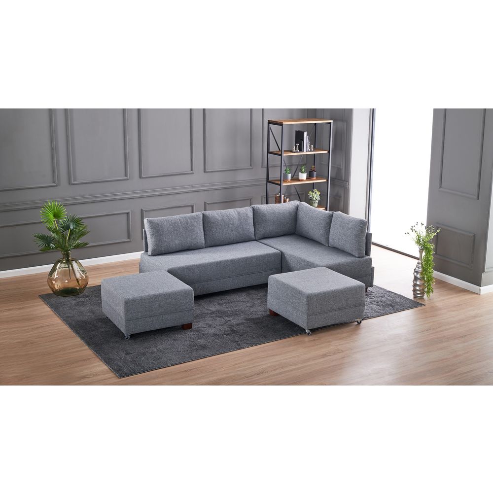 Ugaona Sofa na Razvlačenje Fly - Desni Kut, Siva slika 3