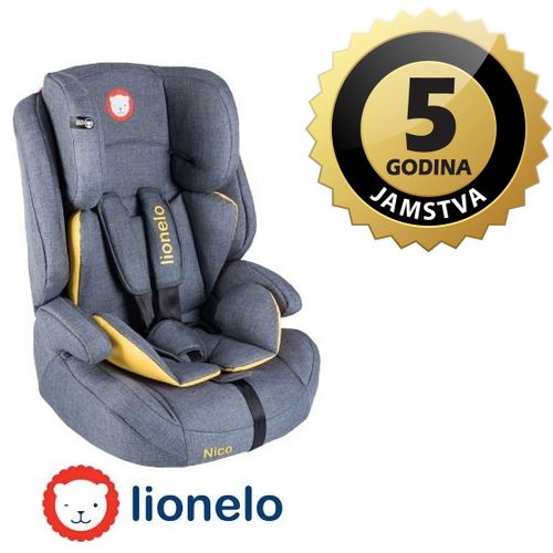 Lionelo autosjedalica Nico, odvojivi booster, 9-36Kg, žuta, 5g JAMSTVA slika 1