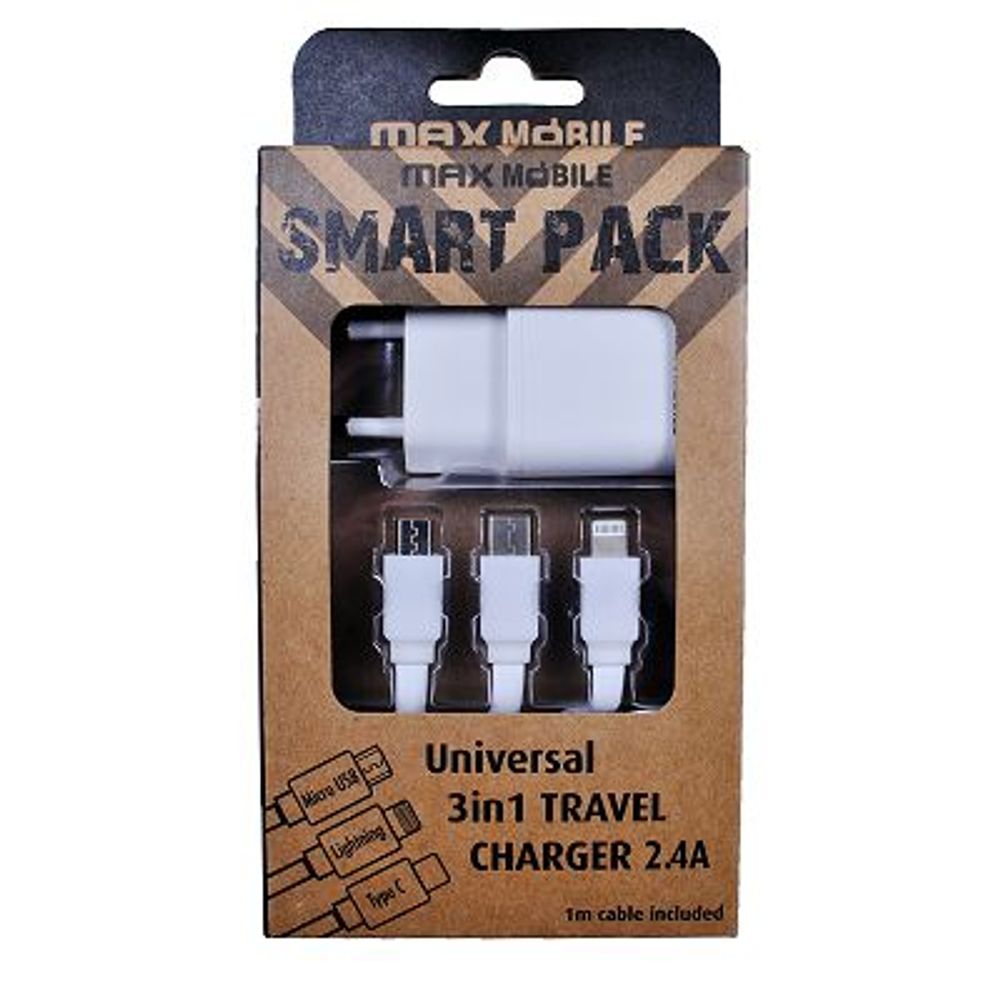 SMART PACK KUĆNI ADAPTER USB TR-219 2.4A+ 3u1 KABEL slika 1