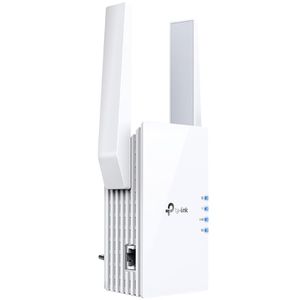 TP-Link RE605X AX1800 Wi-Fi 6 Range Extender,574 Mbps at 2.4 GHz + 1201 Mbps at 5 GHz,2 × External Antennas, 1 × Gigabit Port, Broadcom 1.5GHz Quad-Core CPU,Wall Plugged,Tether App,WPS,Intelligent Signal Light,RE/AP Mode, OneMesh,Beamforming,MU-MIMO