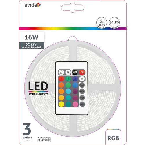 Avide LED traka sa daljinskim upravljačem, RGB, 7.2W, 12V, 3 met. - ABLSBL12V5050-30RGB slika 1