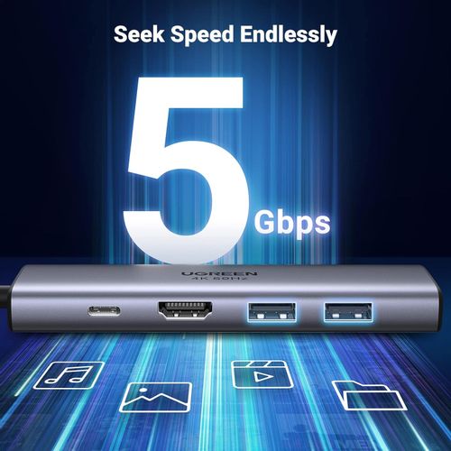 Ugreen 6u1 USB-C HUB 4K HDMI + čitač kartica + 2xUSB + PD 100W slika 6