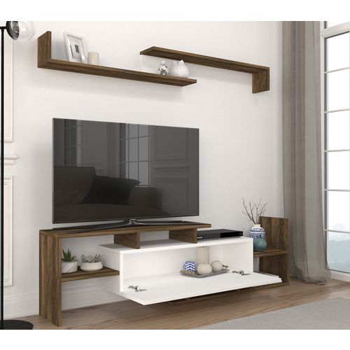 Woody Fashion TV jedinica, Bijela boja Orah, Dream - White, Walnut slika 3