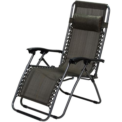 Baštenska stolica podesiva sa jastukom metalna – crno / siva Messina slika 1