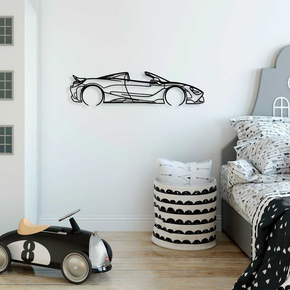Dekorativni Metalni Zidni Ukras McLaren 720S Silueta u Crnoj Boji slika 3