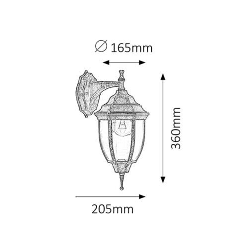 Rabalux Nizza spoljna zidna lampa 60W a. zlatna IP43 Spoljna rasveta slika 2