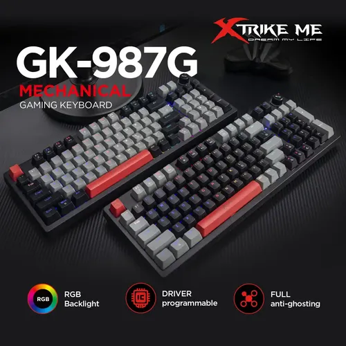 Xtrike GK987G RGB osvetljenje, plavi svčevi, USB, mehanička Tastatura  slika 3