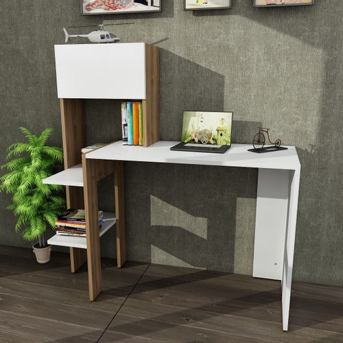 Woody Fashion Radni stol, Bijela boja Orah, Bumin - White, Walnut slika 1