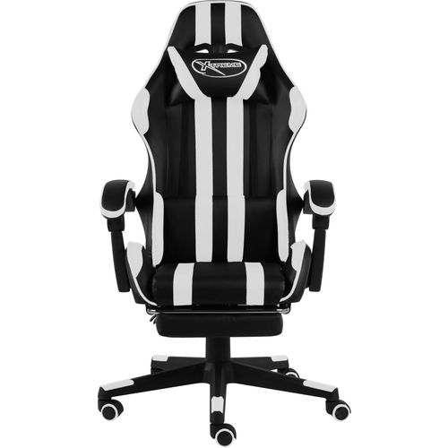 Igraća stolica od umjetne kože s osloncem za noge crno-bijela slika 8