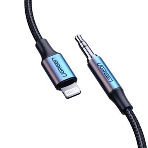 Ugreen - Audio kabel s aluminijskim omotačem (70509) - Lightning to Jack 3,5 mm, MFi certificiran, 1 m - crni