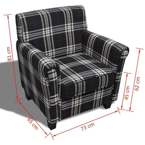 Sofa fotelja od tkanine s jastukom crna slika 1