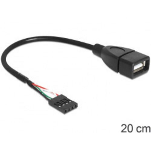 Delock USB kabel USB 2.0 4 polni konektor za stupove, USB-A utičnica 0.20 m crna UL certificiran 83291 slika 2