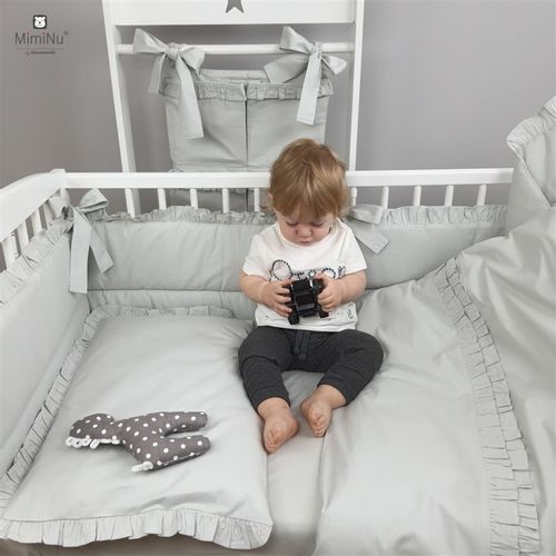 MimiNu Ogradica za krevetić Royal Siva 180x30cm slika 3