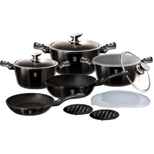 BERLINGER HAUS SET POSUĐA 13 DELOVA METALLIC LINE SHINY BLACK EDITION slika 2