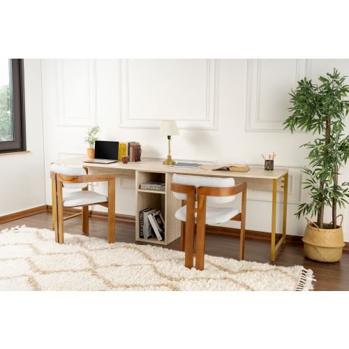 Twin Study Desk - Traverten Traverten 
Gold Study Desk slika 2