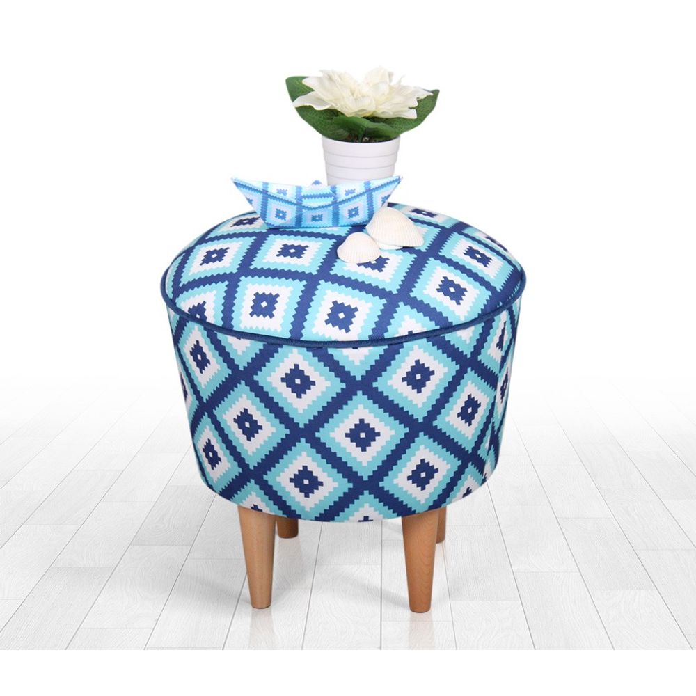 Sky v3 Pouffe - Plavo/Bijela slika 2