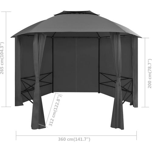 Vrtni šator sa zavjesama šesterokutni 360 x 265 cm slika 33