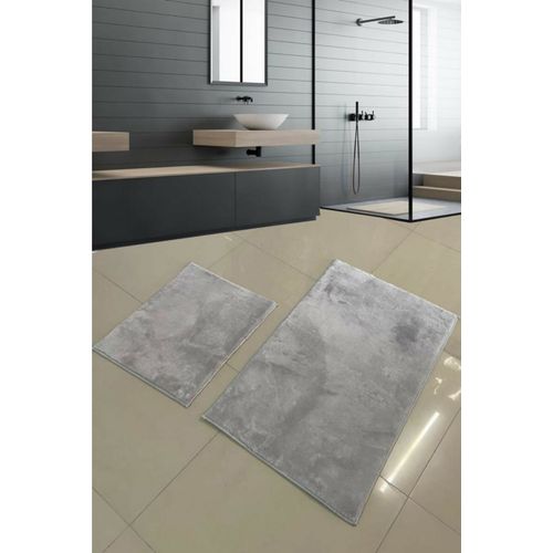 BPHMFPUFY-2 DİK - Light Grey Light Grey Bathmat Set (2 Pieces) slika 1