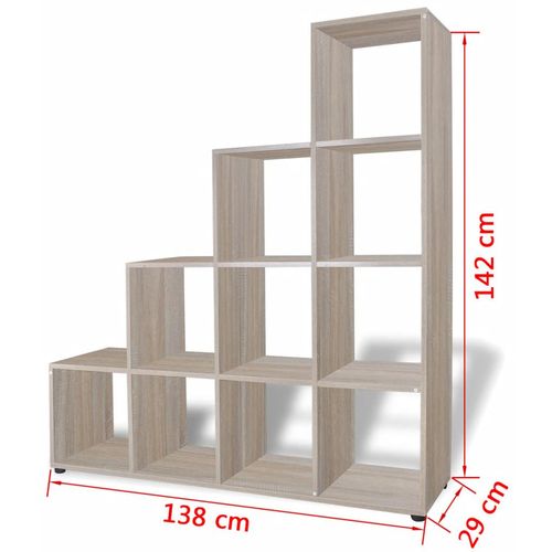 Police za knjige/izlaganje u obliku stepeništa 142 cm hrast slika 14