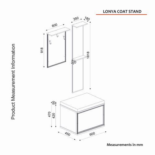 Lonya - Brown, White Brown
White Hall Stand slika 7