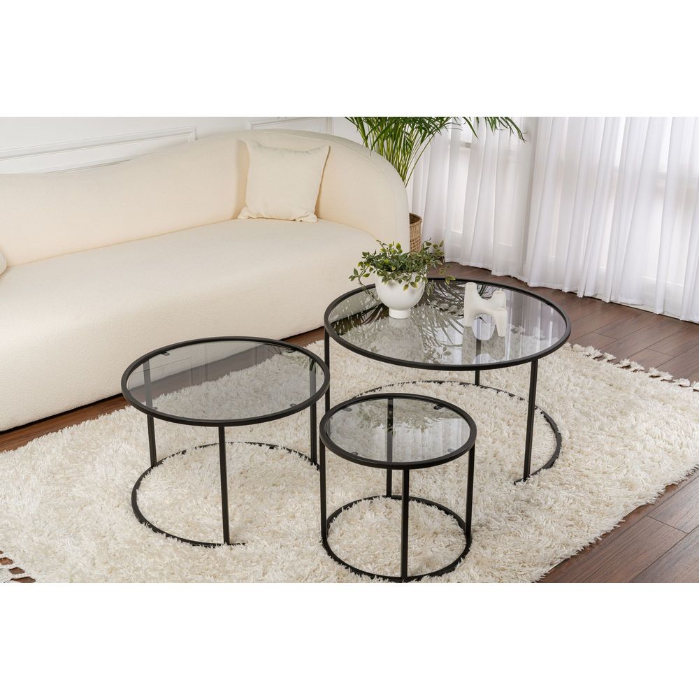 Set od 3 stolića za kafu Aurum - 80, 60, 42 -  boje crna i siva slika 3