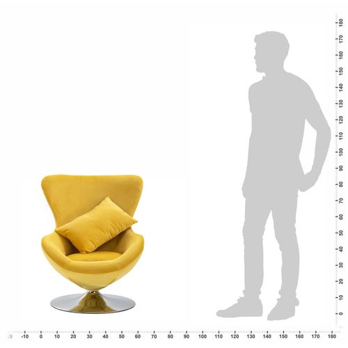 Okretna jajolika stolica s jastukom žuta baršunasta slika 14