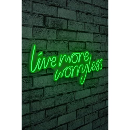 Wallity Ukrasna plastična LED rasvjeta, Live More Worry Less - Green slika 10
