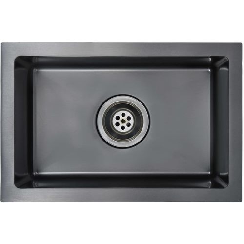 Ručno rađeni kuhinjski sudoper s cjedilom crni nehrđajući čelik slika 29