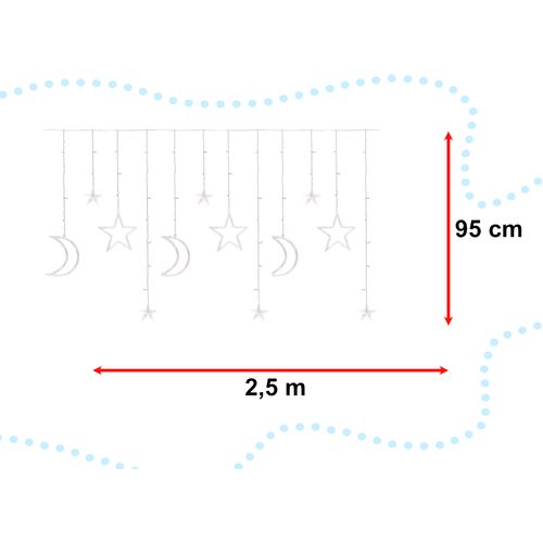LED zavjesa 2,5m 138kom. zvijezde i mjesec višebojne slika 4