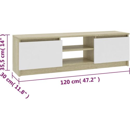 TV ormarić od iverice bijeli i boja hrasta 120 x 30 x 35,5 cm slika 35