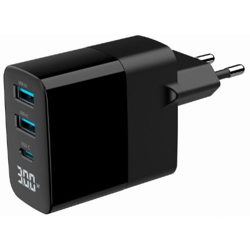 TA-UC-PDQC30LCD-BK-02 Gembird GaN USB brzi punjac, 30W 3-port (2xUSB-A+ USB-C), LCD, black slika 10