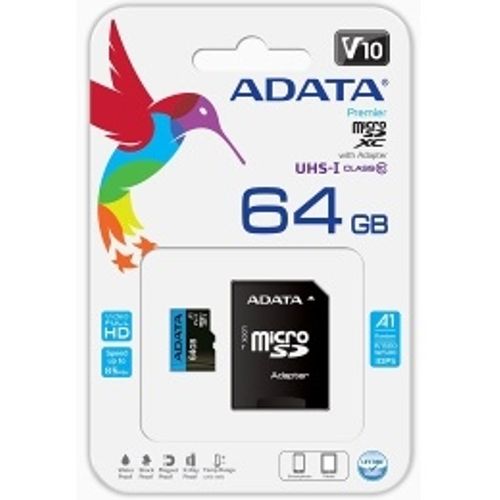 A-DATA Memorijska kartica UHS-I MicroSDXC 64GB class 10 + adapter AUSDX64GUICL10A1-RA1 slika 3