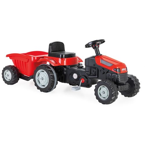 Veliki crveni  traktor s prikolicom na pedale slika 1