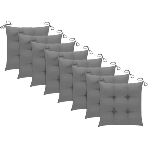 Vrtne stolice sa sivim jastucima 8 kom od masivne tikovine slika 15