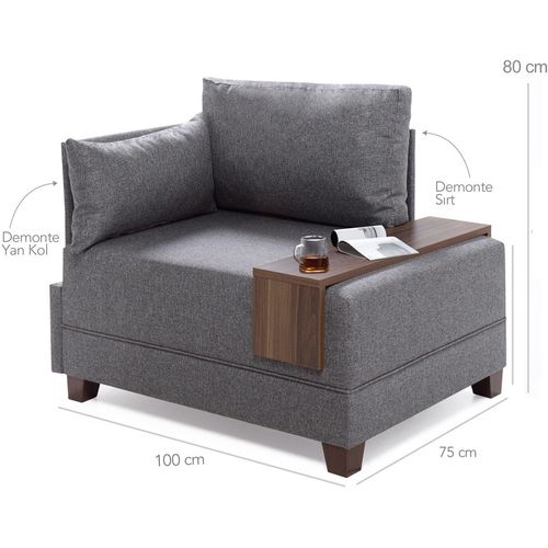 Atelier Del Sofa Sofa, Sivo, Fly Armchair Left - Grey slika 9