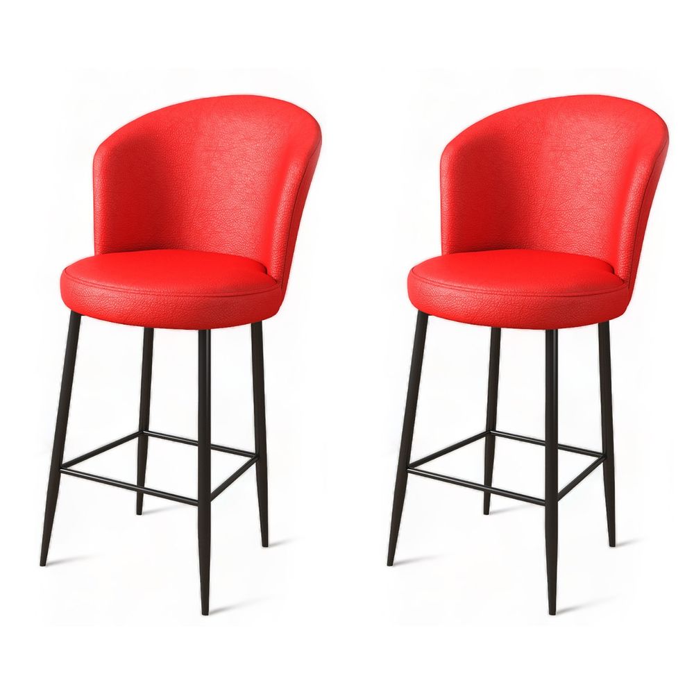 Uras - Crveni i Crni Bar Stolac Set (2 Komada) slika 1